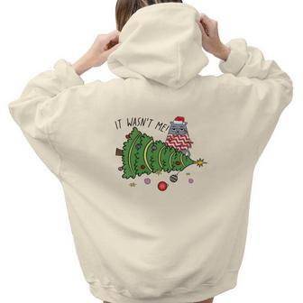 Christmas Funny Cat It Was Not Me Gift For Cat Lovers Aesthetic Words Graphic Back Print Hoodie Gift For Teen Girls - Seseable