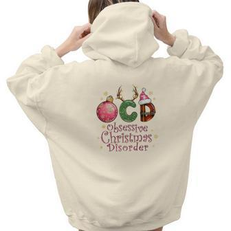 Christmas Ocd Obsessive Holiday Gift Aesthetic Words Graphic Back Print Hoodie Gift For Teen Girls - Seseable