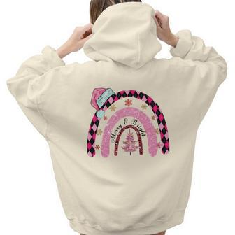 Christmas Rainbow Holiday Gift Aesthetic Words Graphic Back Print Hoodie Gift For Teen Girls - Seseable