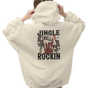 Christmas Skeleton Jingle Bell Rockin Aesthetic Words Graphic Back Print Hoodie Gift For Teen Girls - Seseable