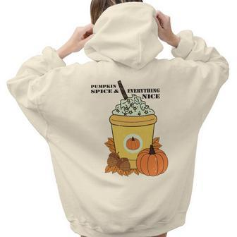 Coffee Pumpkin Spice Everything Nice Fall Aesthetic Words Graphic Back Print Hoodie Gift For Teen Girls - Seseable