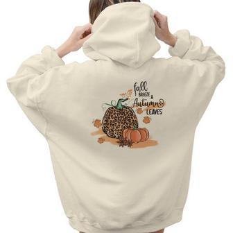 Cozy Autumn Fall Fall Breeze _ Autumn Leaves Aesthetic Words Graphic Back Print Hoodie Gift For Teen Girls - Seseable