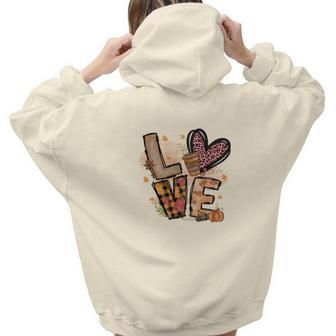 Cozy Autumn Fall Love Fall Heart Idea Gift Aesthetic Words Graphic Back Print Hoodie Gift For Teen Girls - Seseable