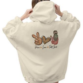 Cozy Autumn Fall Peace Love Fall Girl Aesthetic Words Graphic Back Print Hoodie Gift For Teen Girls - Seseable