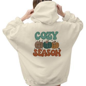 Cozy Season Sweater Season Pumpkins Fall Aesthetic Words Graphic Back Print Hoodie Gift For Teen Girls - Seseable