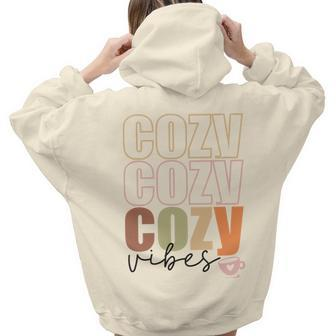 Cozy Vibes Warm Weather Fall Aesthetic Words Graphic Back Print Hoodie Gift For Teen Girls - Seseable