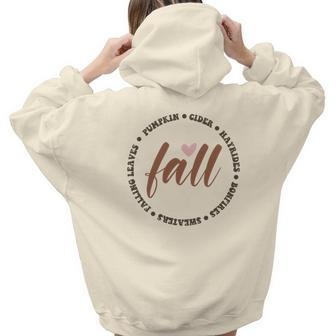 Fall Circle Pumpkin Leaves Hayrides Sweaters Aesthetic Words Graphic Back Print Hoodie Gift For Teen Girls - Seseable