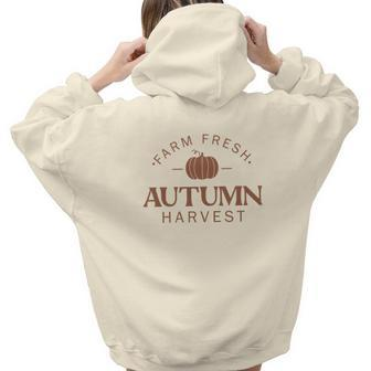 Fall Farm Fresh Autumn Harvest Brown Design Aesthetic Words Graphic Back Print Hoodie Gift For Teen Girls - Seseable