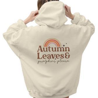 Fall Retro Autumn Leaves Pumpkins Please Thanksgiving Quotes Autumn Season Aesthetic Words Graphic Back Print Hoodie Gift For Teen Girls - Seseable