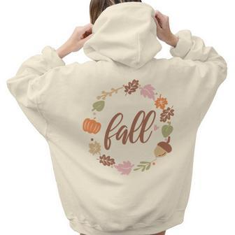 Fall Retro Flower Leaf Circle Aesthetic Words Graphic Back Print Hoodie Gift For Teen Girls - Seseable