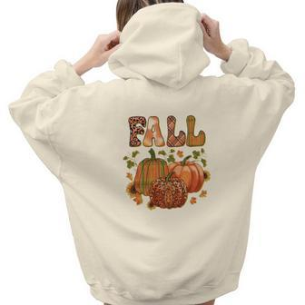 Fall Season Pumpkins Gift Idea For You Aesthetic Words Graphic Back Print Hoodie Gift For Teen Girls - Seseable