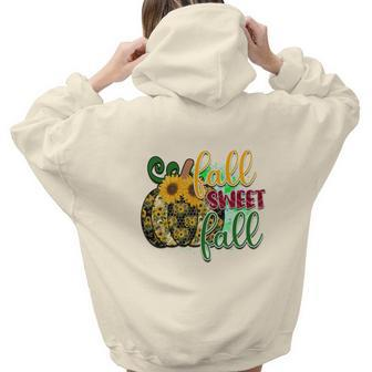 Fall Sweet Fall Sunflower Pumpkin Aesthetic Words Graphic Back Print Hoodie Gift For Teen Girls - Seseable