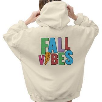 Fall Vibes Funny Season Gift Idea Aesthetic Words Graphic Back Print Hoodie Gift For Teen Girls - Seseable