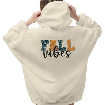 Fall Vibes Season Thanksgiving Aesthetic Words Graphic Back Print Hoodie Gift For Teen Girls - Seseable