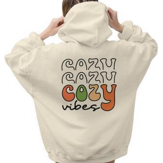 Funny Cozy Vibes Thanksgiving Fall Aesthetic Words Graphic Back Print Hoodie Gift For Teen Girls - Seseable