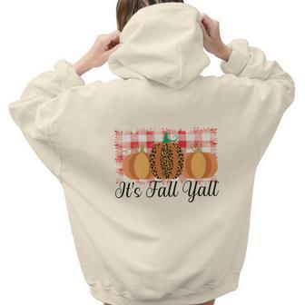 Funny Its Fall Yall Pumpkins Aesthetic Words Graphic Back Print Hoodie Gift For Teen Girls - Seseable