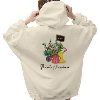 Gardener Plant Whisperer Cactus Official Design Aesthetic Words Graphic Back Print Hoodie Gift For Teen Girls - Seseable