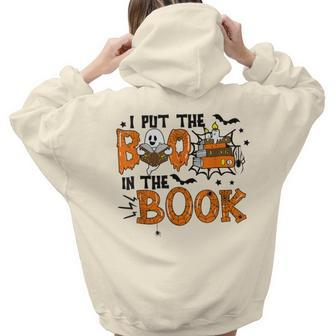 Ghost I Put The Boo In The Booooks Halloween Reading Book Aesthetic Words Graphic Back Print Hoodie Gift For Teen Girls - Thegiftio UK