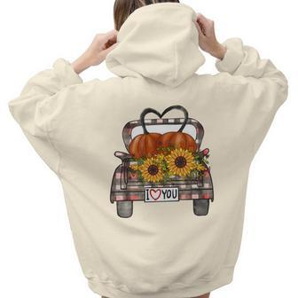 Halloween Fall Vintage Halloween Truck I Love You Aesthetic Words Graphic Back Print Hoodie Gift For Teen Girls - Seseable