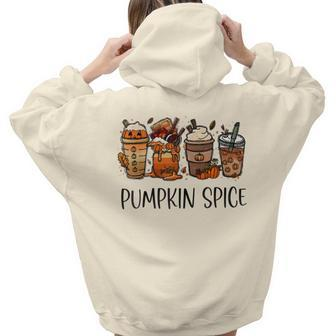 Halloween Pumpkin Spice Latte Thanksgiving Autumn Aesthetic Words Graphic Back Print Hoodie Gift For Teen Girls - Thegiftio UK