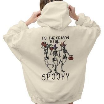 Halloween Spooky Skeleton Tis_ The Season To Be Spooky Aesthetic Words Graphic Back Print Hoodie Gift For Teen Girls - Seseable