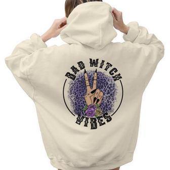 Halloween Witch Vibes Bad Witch Vibes Aesthetic Words Graphic Back Print Hoodie Gift For Teen Girls - Seseable