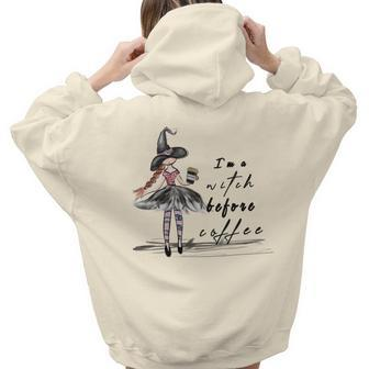 Hallowen Be Magical Witch I_M A Witch Before Coffee Aesthetic Words Graphic Back Print Hoodie Gift For Teen Girls - Seseable
