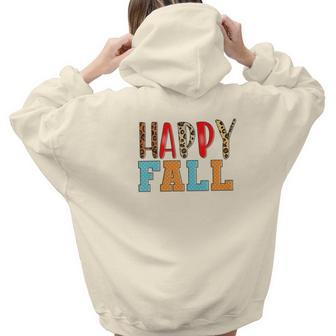 Happy Fall Happy Season Aesthetic Words Graphic Back Print Hoodie Gift For Teen Girls - Seseable