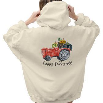 Happy Fall Yal Pumpkin Sunflower Truck Aesthetic Words Graphic Back Print Hoodie Gift For Teen Girls - Seseable
