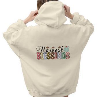 Harvest Blessings Farm Fall Aesthetic Words Graphic Back Print Hoodie Gift For Teen Girls - Seseable