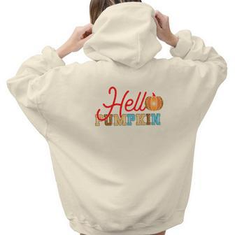 Hello Pumpkin Fall Season Gift Idea Aesthetic Words Graphic Back Print Hoodie Gift For Teen Girls - Seseable