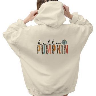 Hello Pumpkin I Love Pumpkin Fall Aesthetic Words Graphic Back Print Hoodie Gift For Teen Girls - Seseable