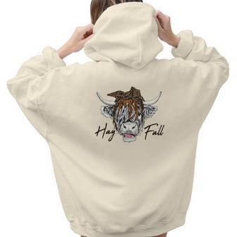 Hey Fall Heifer Cow Aesthetic Words Graphic Back Print Hoodie Gift For Teen Girls - Seseable