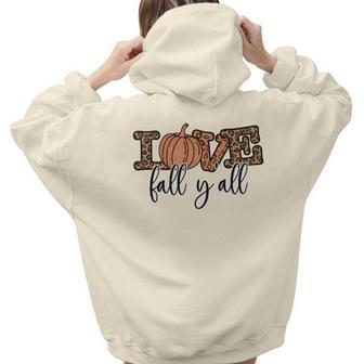 Love Fall Yall V2 Aesthetic Words Graphic Back Print Hoodie Gift For Teen Girls - Seseable