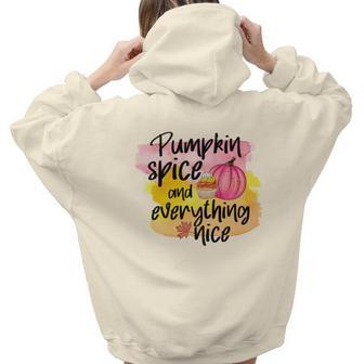 Pumpkin Spice And Everything Spice Fall Aesthetic Words Graphic Back Print Hoodie Gift For Teen Girls - Seseable