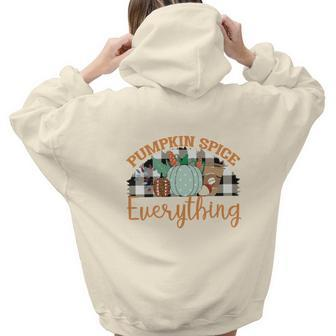 Pumpkin Spice Everything Caro Plaid Fall Aesthetic Words Graphic Back Print Hoodie Gift For Teen Girls - Seseable