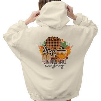 Pumpkin Spice Everything Latte Coffee Fall Aesthetic Words Graphic Back Print Hoodie Gift For Teen Girls - Seseable