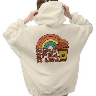 Pumpkin Spice Is Life Fall Rainbow Aesthetic Words Graphic Back Print Hoodie Gift For Teen Girls - Seseable