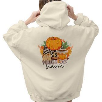 Pumpkin Spice Season Sweater Weather Fall Aesthetic Words Graphic Back Print Hoodie Gift For Teen Girls - Seseable