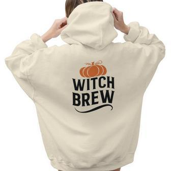 Pumpkin Witch Brew Fall Thanksgiving Aesthetic Words Graphic Back Print Hoodie Gift For Teen Girls - Seseable