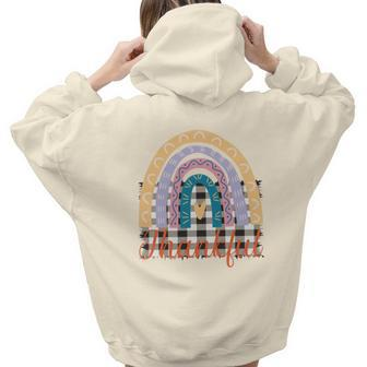 Rainbow Thankful Caro Love Fall Aesthetic Words Graphic Back Print Hoodie Gift For Teen Girls - Seseable