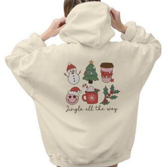 Retro Christmas Jingle All The Way Aesthetic Words Graphic Back Print Hoodie Gift For Teen Girls - Seseable