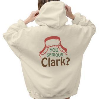 Retro Christmas You Serious Clark Aesthetic Words Graphic Back Print Hoodie Gift For Teen Girls - Seseable