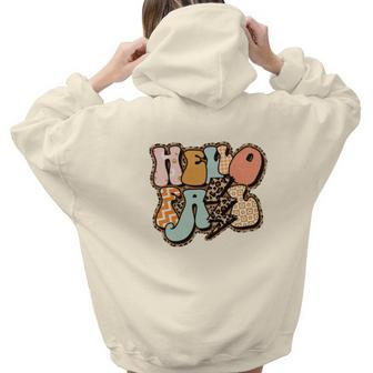 Retro Hello Fall Autumn Aesthetic Words Graphic Back Print Hoodie Gift For Teen Girls