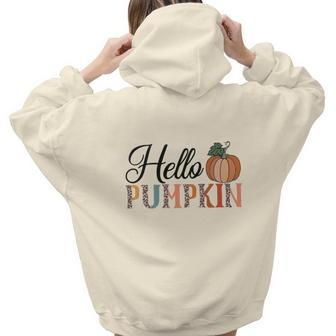 Say Hello Pumpkin Hell Fall Aesthetic Words Graphic Back Print Hoodie Gift For Teen Girls - Seseable