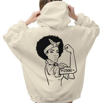Strong Woman Rosie - Strong - Afro Woman Black Design Aesthetic Words Graphic Back Print Hoodie Gift For Teen Girls - Seseable