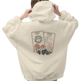 Tarrot Card The Sun The Moon Card Gift For You Aesthetic Words Graphic Back Print Hoodie Gift For Teen Girls - Seseable