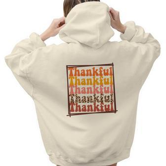 Thankful Thankful Thankful Fall Best Gift Aesthetic Words Graphic Back Print Hoodie Gift For Teen Girls - Seseable