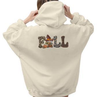 Vintage Autumn Fall In Love With Autumn And Gnome Aesthetic Words Graphic Back Print Hoodie Gift For Teen Girls - Seseable