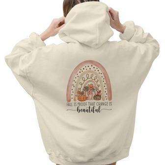Vintage Autumn Fall Is Proof That Change Is Beautiful Aesthetic Words Graphic Back Print Hoodie Gift For Teen Girls - Seseable